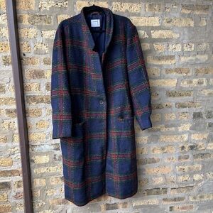 Old Navy Navy Plaid Winter Coat